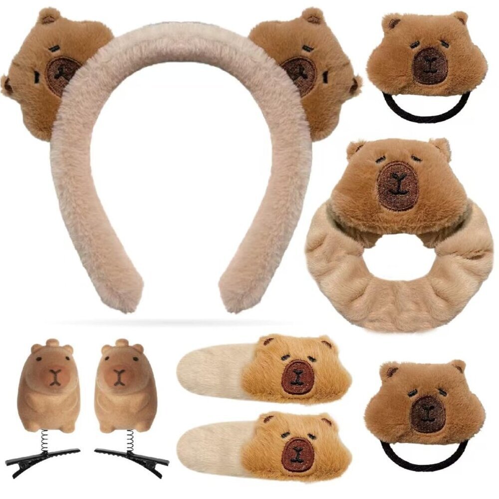 Cute Capybara Headband Plush Hair Accessory Set for Adults
